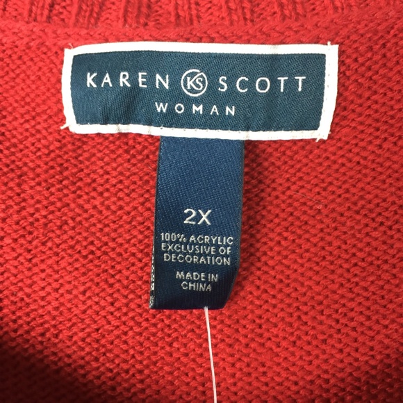 Karen Scott Red Amore Holiday Polar Bear Sweater - Picture 4 of 5